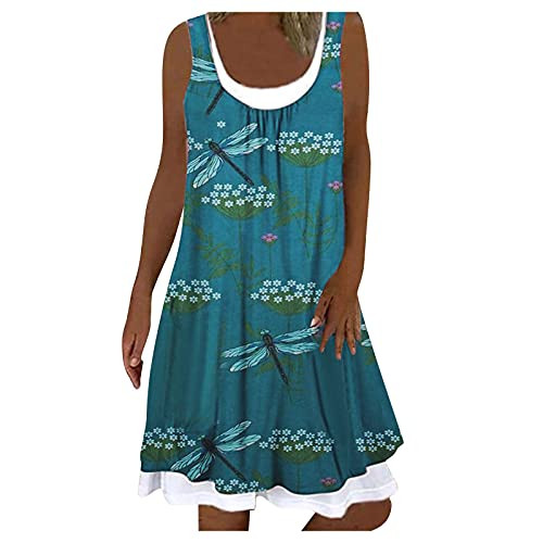 Summer Dresses for Women,Women's Casual Plain Simple T-Shirt Loose Dress Green