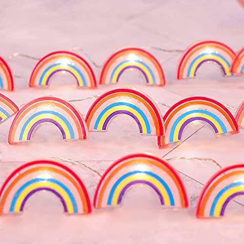 Flavcharm Rainbow LED Fairy Lights Decorating, USB  and  Battery Powered String Lights, 10ft Summer Theme Fairy Lights with Timer Remote for Summer Decorations, Bedroom, Party, Birthday Ornaments