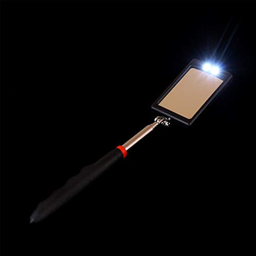 Scicalife Telescoping LED Lighted Inspection Mirror 360 Swivel Flexible Adjustable Inspection Mirror Pick- Up Grabber Tool for Extra Viewing