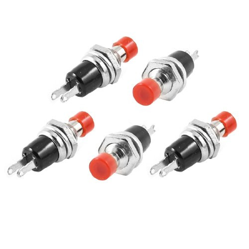 PBS-111 SPST Red Momentary Push Button Switch AC 250V 3A On-Off 5 Pcs