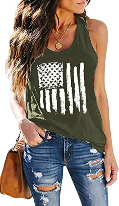 American Flag Tank Tops Women 4th of July Sleeveless Tee Tops Patriotic Shirt USA Flag Stars Stripes T-Shirt -Green, Medium- American Flag Tank Tops Women 4th of July Sleeveless Tee Tops Patriotic Shirt USA Flag Stars Stripes T-Shirt -Green, Medium-