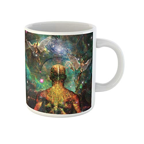 Awowee Coffee Mug Surrealism Figure of Man Weird Demonic Eyes on His 11 Oz Ceramic Tea Cup Mugs Best Gift Or Souvenir For Family Friends Coworkers
