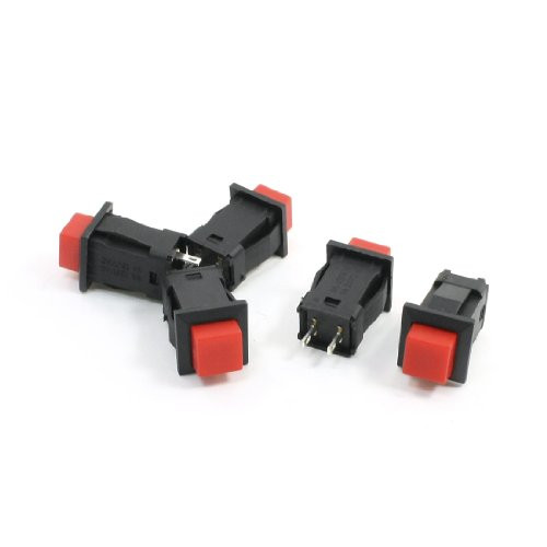 5 x Red Head SPST Latching Push Button Switch 125VAC 3A 250VAC 1A 5 x Red Head SPST Latching Push Button Switch 125VAC 3A 250VAC 1A