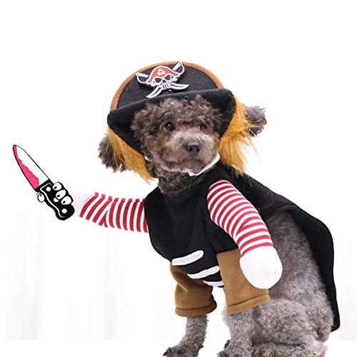 NACOCO Dog Halloween Pirate Costume Pet Birthday Party Cosplay Clothes Cat Outfits Small to Large Dog-M-