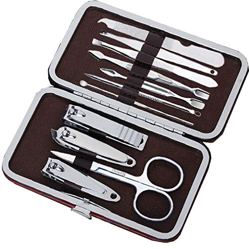 Manicure Set for Men  Pedicure Kit for Women  Manicure Kit stainless steel  Pedicure Tools with a leather case  Professional pedicure set  Manicure Tools Black -black-