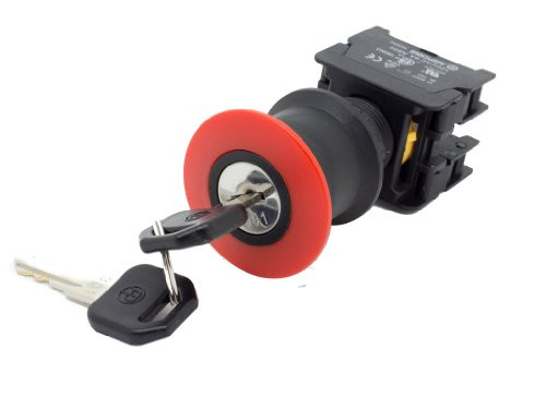 Alpinetech EKS22 Red 22mm 1NC 1NO Emergency Stop Push Button Switch Estop EPO Mushroom Switch Key Reset