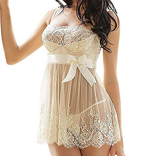 GuangYuan Lingerie, Women Lingerie Babydoll Bowknot Sleepwear Underwear Lace Dress  plus G-String-White,XL- GuangYuan Lingerie, Women Lingerie Babydoll Bowknot Sleepwear Underwear Lace Dress  plus G-String-White,XL-