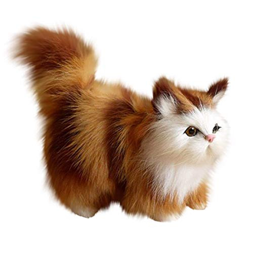 Oauxy Simulation Cat Toys Plush, Simulation Animal Models Children's Gifts, Realistic Stuffed Animal Cat Kitten Plush Cute Toys, Handmade Cat Stuffed Animals Model for Kids -C-