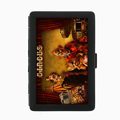 Perfection In Style Black Color Metal Cigarette Case Vintage Creepy Clowns Design 015