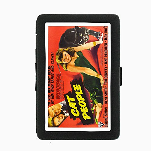 Perfection In Style Black Color Metal Cigarette Case D-156 Cat People