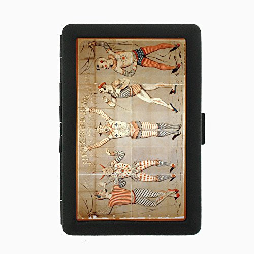 Perfection In Style Black Color Metal Cigarette Case D-198 Fly Celebrated Clowns