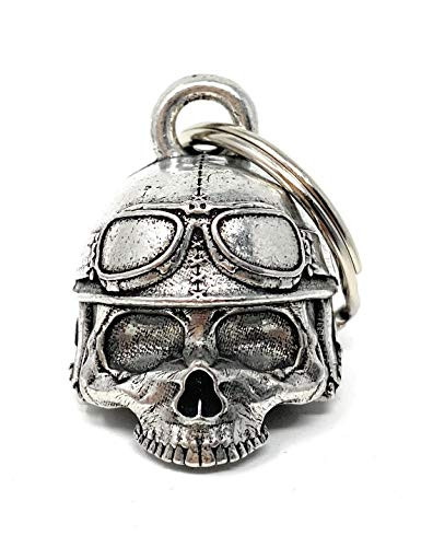 Motorcycle Helmet Skull Biker Bell Accessory or Key Chain for Luck