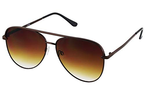 Flawless Large Flat Lens Mirror Gradient Lens Aviator Sunglasses for Men and Women -Brown-