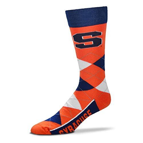 For Bare Feet NCAA Argyle Lineup Unisex Crew Dress Socks-One Size Fits Most-Syracuse Orange