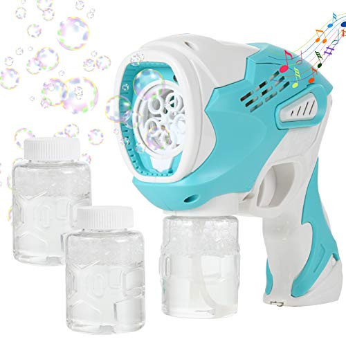 Bubble Machine Gun with Music and Light, Bubble Maker Blaster Gun for Outdoor Fun, Kids Summer Toy, Bubble Blower for Toddlers with Bubble Solution Refill, Birthday, Wedding, Party Pavor