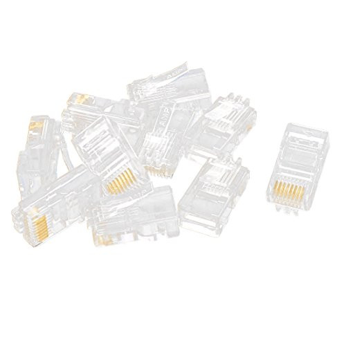 Aexit 10 Pcs Audio  and  Video Accessories RJ45 Network Cable Modular Cat5 CAT5e 8P8C Connectors  and  Adapters Connector End