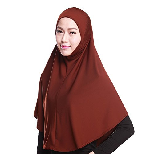 Daxin Muslim Hijab Amira Islamic Solid Soft Scarf Long Hejab Head Shawls Brown