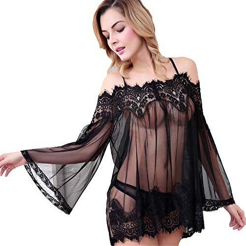 Fanteecy Women Sexy Lingerie Lace See-Through Babydoll Sleepwear Chemise Underwear Mesh Dress Nightwear plusG-String -L, Black- Fanteecy Women Sexy Lingerie Lace See-Through Babydoll Sleepwear Chemise Underwear Mesh Dress Nightwear plusG-String -L, Black-