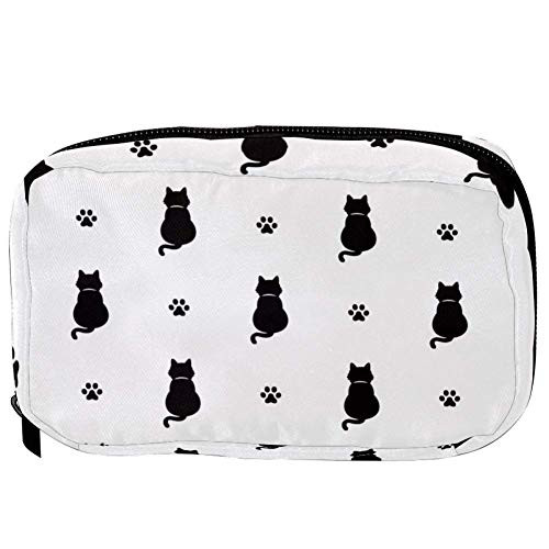 Inhomer Toiletry Bags for Women Black Cat And Footprint Travel Cosmetic Makeup Pouch Handy Pencil Cases Inhomer Toiletry Bags for Women Black Cat And Footprint Travel Cosmetic Makeup Pouch Handy Pencil Cases