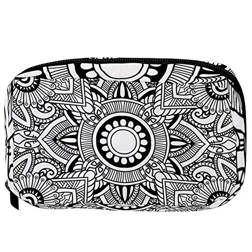 Inhomer Toiletry Bags for women Black White Flower Mandala Travel Cosmetic Makeup Pouch Handy Pencil Cases Inhomer Toiletry Bags for women Black White Flower Mandala Travel Cosmetic Makeup Pouch Handy Pencil Cases