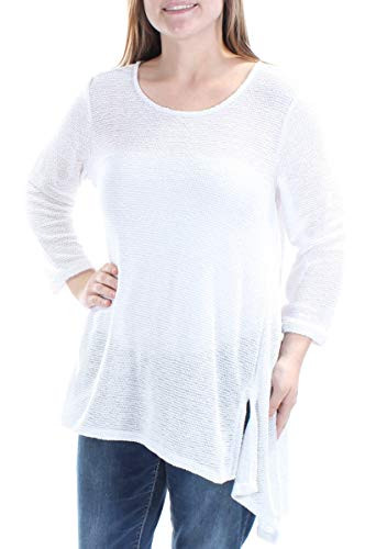 Alfani Womens Metallic Hi-Low Casual Top White M