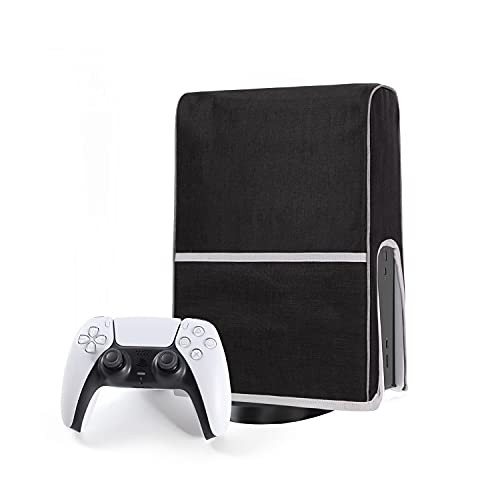OSPUORT PS5 Dust Cover Thickened Lining for Playstation 5 Console Disc Edition and Digital Edition PS5 Dust Protector Anti Scratch Waterproof Cover Case?Black?