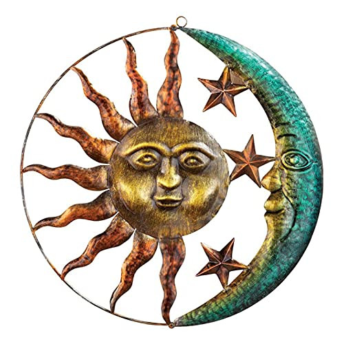 Huohua Metal Wall Art Decoration Creative Sun Moon Statue Hanging Ornaments Decor for Home Living Room Garden Huohua Metal Wall Art Decoration Creative Sun Moon Statue Hanging Ornaments Decor for Home Living Room Garden