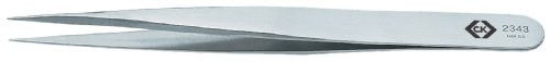 C. K Tools  T2343  Stainless Steel Precision Tweezers, Fine, Straight Tips, 5-Inch OAL