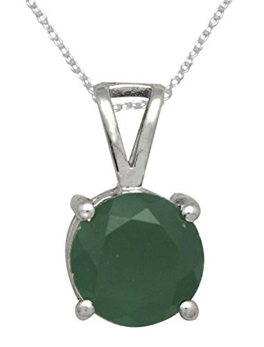 YoTreasure 0.60" Green Onyx 925 Solid Sterling Silver Chain Pendant