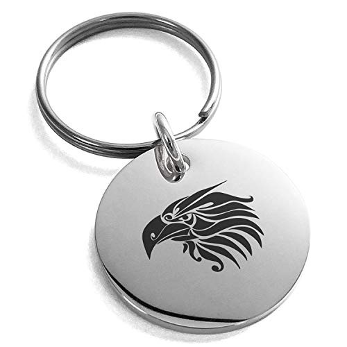 Tioneer Stainless Steel Tribal Eagle Small Medallion Circle Charm Keychain Keyring Tioneer Stainless Steel Tribal Eagle Small Medallion Circle Charm Keychain Keyring