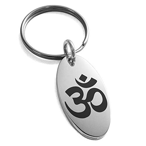 Tioneer Stainless Steel Sacred Sanskrit Om Symbol Small Oval Charm Keychain Keyring Tioneer Stainless Steel Sacred Sanskrit Om Symbol Small Oval Charm Keychain Keyring