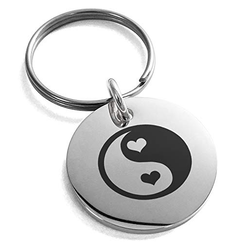 Tioneer Stainless Steel Love Heart Yin Yang Symbol Small Medallion Circle Charm Keychain Keyring Tioneer Stainless Steel Love Heart Yin Yang Symbol Small Medallion Circle Charm Keychain Keyring
