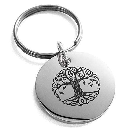 Tioneer Stainless Steel Celtic Knot Tree of Life Symbol Small Medallion Circle Charm Keychain Keyring Tioneer Stainless Steel Celtic Knot Tree of Life Symbol Small Medallion Circle Charm Keychain Keyring