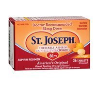 St. Joseph Orange Flavor Chewable Aspirin Tablets, 36 ct -Pack of 6- by St. Joseph
