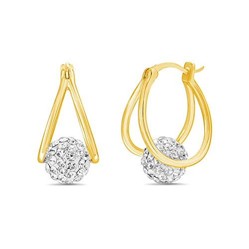 Devin Rose Crystal Ball Hoop Earrings for Women made With Swarovski Crystals in Yellow Gold Plated Brass -Yellow- Devin Rose Crystal Ball Hoop Earrings for Women made With Swarovski Crystals in Yellow Gold Plated Brass -Yellow-