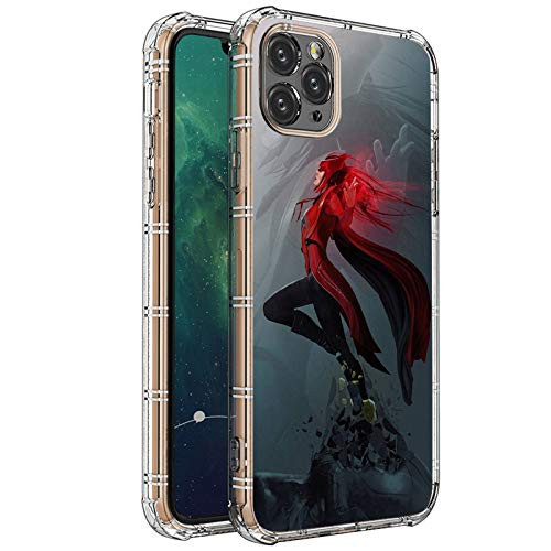 iPhone 11 Pro Case,Clear with Red Cape Long Haired Hero Pattern Design Plastic iPhone 11 Pro Case TPU Bumper Protective Case Compatible with Apple iPhone 11 Pro