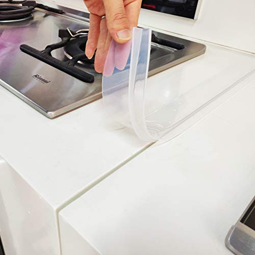 Stove Counter Gap Cover, Kitchen Silicone Oven Gap Filler  21 Inches Countertop Strips Gap Guard, Easy to Clean -Clear-