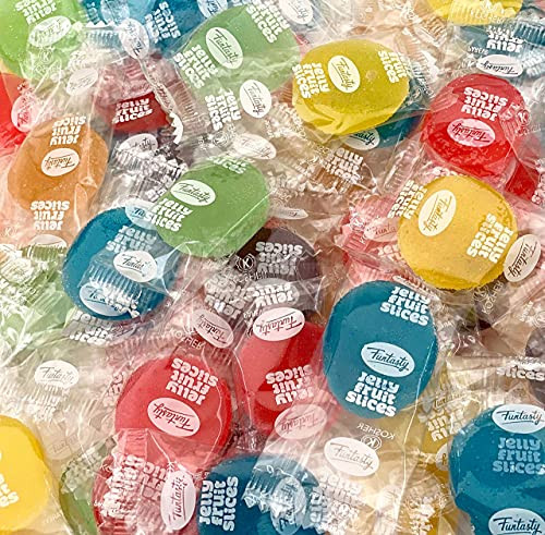 Funtasty Jelly Fruit Disk Patties Assorted Soft Jelly Candy, Individually Wrapped Fruit Flavors - 2 Pound Bag