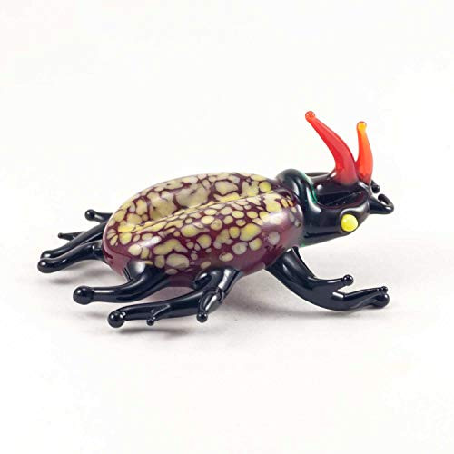 Glass Small Beetle Figurine Hand-Blown Art Collectible Figures