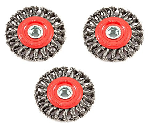 Forney 72759 Wire Wheel Brush, Twist Knot with 5/8-Inch-11 Threaded Arbor, 4-Inch-by-.020-Inch, 3 Pack (3 Pack) Forney 72759 Wire Wheel Brush, Twist Knot with 5/8-Inch-11 Threaded Arbor, 4-Inch-by-.020-Inch, 3 Pack (3 Pack)