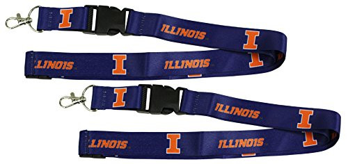 Illinois Fighting Illini Cloth Lanyard Key Chain 2-Pack