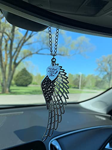 Angel Wing I Have an Angel in Heaven, I Call Her Mom Rear View Mirror Car Charm, Guardian Angel Memorial Gift