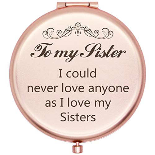 Muminglong Sister Gifts Frosted Compact Mirror for Sister from Sister,Brother, Birthday,Wedding Gifts Ideas for Sister-Sister I could love -Rose Gold-