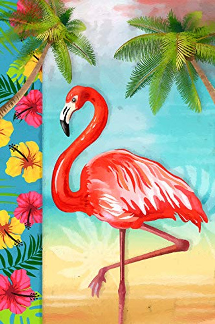 Texupday Flamingo Beach Summer House Flag Tropical Palm Trees Decoration Outdoor Yard Flag 28" x 40"
