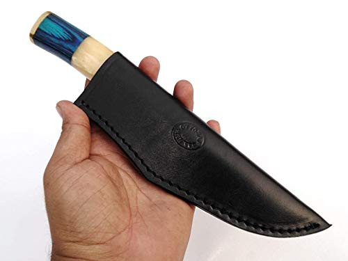 Ottoza Handmade Leather Knife Sheath SIDE DRAW Knife Sheath - Bushcraft Knife Sheath - Hunting Knife Sheath - Survival Knife Sheath - Vertical Knife Sheath Black TOP GRAIN LEATHER No-163