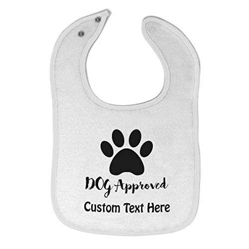 Toddler  and  Baby Bibs Burp Cloths Dog Approved with Paw Silhouette Pet Animal Cotton Items for Girl Boy A White Custom Text Here