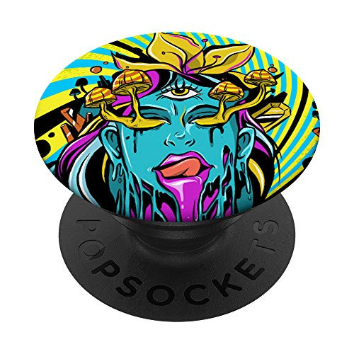 Psychedelic Trippy Mushroom Hippie Cell Phone Case Gift PopSockets PopGrip- Swappable Grip for Phones  and  Tablets