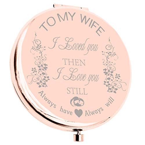 NKIPORU To My Wife Pink Makeup Mirror, I Loved You Then I Love You Wife Gift from Husband for Wedding Anniversary, Birthday, Mother's Day or Christmas NKIPORU To My Wife Pink Makeup Mirror, I Loved You Then I Love You Wife Gift from Husband for Wedding Anniversary, Birthday, Mother's Day or Christmas