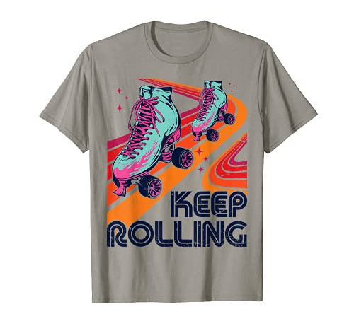Roller Skating Skater Keep Rolling Skate Shoes Retro 70s 80s T-Shirt