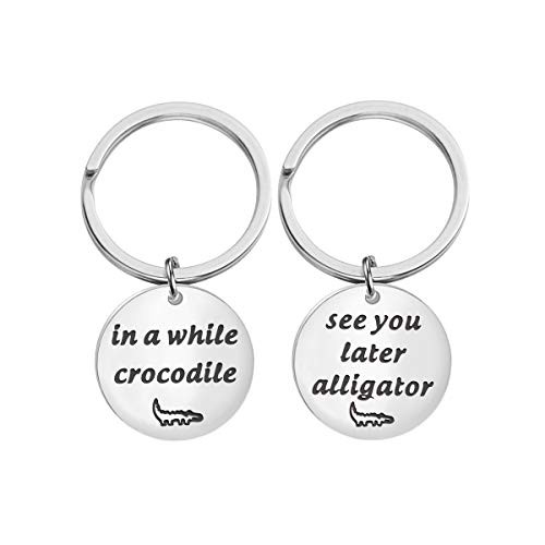 See you Later Alligator In a While Crocodile Keychain Set Farewell Gift Couples Jewelry -Keychain-
